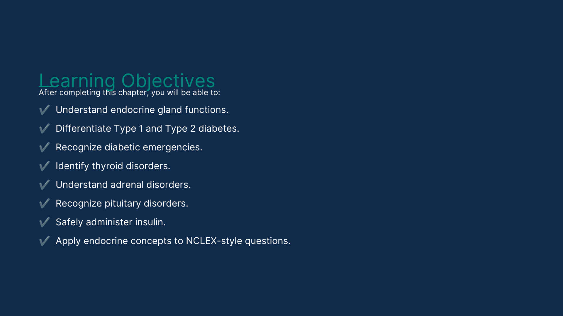 NCLEX bundle — Endocrine chapter learning objectives