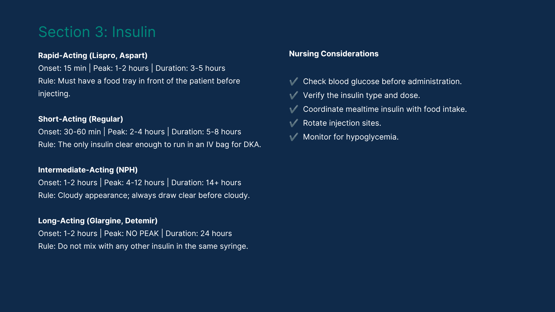 NCLEX bundle — Insulin types reference page