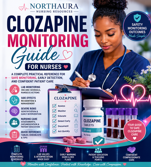Clozapine Monitoring Survival Guide. More than 30 pages of Digital Download PDF