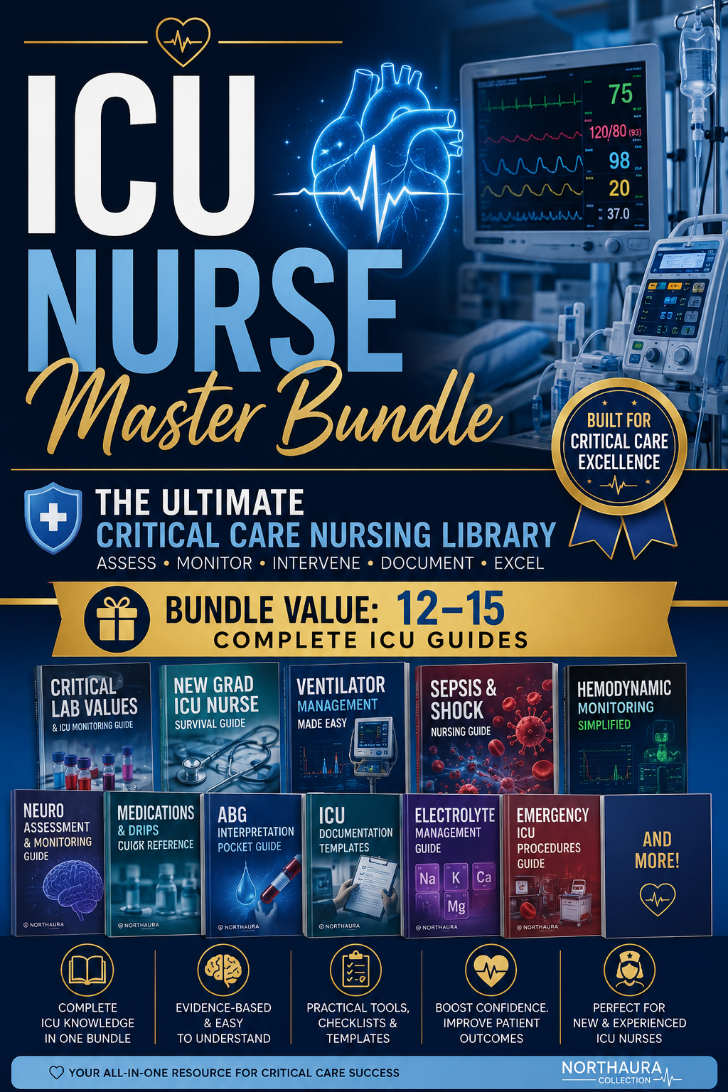 🫀 ICU Nurse Master Bundle. More than 300 Pages Divided Across individual Guides Digital Download PDF